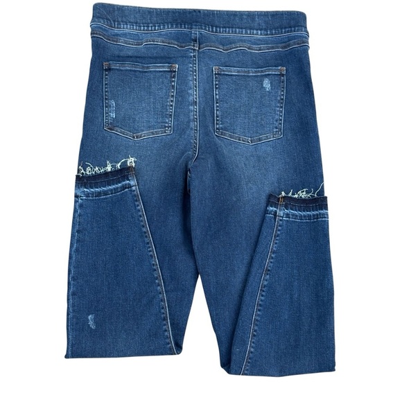 Spanx Pull On Skinny Jeans Size XL Tall Dark Wash Distressed Stretch - Picture 6 of 6